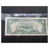 1963 Red Seal $5 Dollar Bill