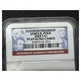 11th President James Polk 2009 S $1 NGC PF 69 Ultra Cameo