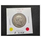 1914 Silver Italy 2 Lire