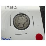 1918 S Semi Key Mercury Dime
