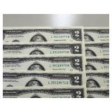 Ten Sequential $2 Bills