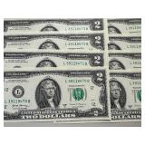 Ten Sequential $2 Bills