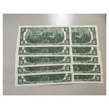 Ten Sequential $2 Bills