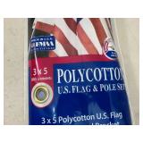 New 3 x 5 ft American Flag with Pole and Bracket