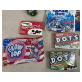 Assorted Candy, Dots, Suckers, Tootsie Rolls, and More