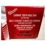 4 New Milwaukee Carbide Tooth Hole Saws - 4 Sizes