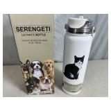 New Serengeti Vacuum Insulated Stainless Steel Water Bottle - Black and White Cat