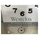 New 20 inch Floating Wall Clock - Peel and Stick