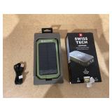 Swiss Tech 20000 mAh Wireless Power Bank with Flashlight and Charging Pad, IP54 Weatherproof