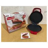 Dash 12" Pizza Griddle, Red - Personal Pizza Maker with Dual Cooking Surfaces, Nonstick & 450°F Heat