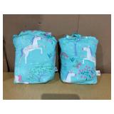 LOT OF 2 7PCS Full Size Your Zone Teal Unicorn Grove Polyester Bedding Set