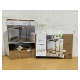 LOT OF 2 Mainstays C-Shape Metal End Table, Canyon Walnut Finish