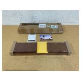 FLYJOE Picture Ledge Wall Shelves 24 Inch Width Set of 2, Solid Pine Wood Rustic Floating Ledge Shelves for Wall,Walnut