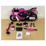 6V Barbie Motorcycle Ride on, Max 1 mph, for Kids Ages 3+ Years, by Flybar