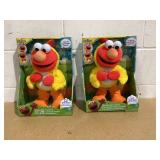 LOT OF 2 Sesame Street Chicken Dance Elmo Plush