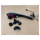 Brookstone Handheld Percussion Body Massager, 4 Vibration Modes, 5 Interchangeable Heads