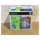 Premier Pet 60 oz. Pet Fountain, Automatic for Cats, Filters Included, White