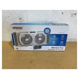 Shinic 9" 3-Speed Twin Window Fan with Removable Bug Screen,Fully Assembled,(22 to 33-1/2"), White