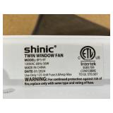 Shinic 9" 3-Speed Twin Window Fan with Removable Bug Screen,Fully Assembled,(22 to 33-1/2"), White