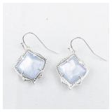 Kendra Scott  Kyrie Light Blue Illusion Silver Tone Base Metal French Wire Dangle Earrings . Has Kendra Scott Pouch