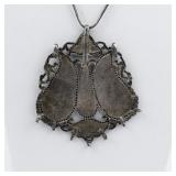 Islamic (Shia) Sterling Silver Religious Pendant Necklace .