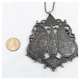 Islamic (Shia) Sterling Silver Religious Pendant Necklace .