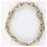 Etruscan Style Multi-Gemstone Vermeil (Sterling Silver) Tennis Bracelet.