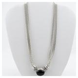 Esposito  Black Onyx & Amber Sterling Silver Multi-Strand Snap Necklace.