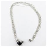 Esposito  Black Onyx & Amber Sterling Silver Multi-Strand Snap Necklace.