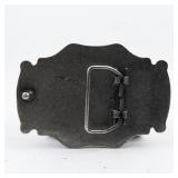 Teal Floral Base Metal Belt Buckle.