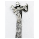 Butler & Wilson  Crystal Dancing Couple Silver Tone Base Metal Brooch .