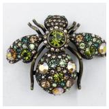 Joan Rivers Aurora Borealis Bronze Base Metal Brooch .