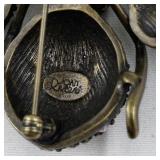 Joan Rivers Aurora Borealis Bronze Base Metal Brooch .