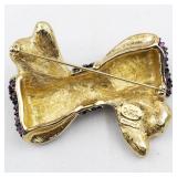 Joan Rivers Midnight Garden Pink/Purple Crystal Gold Tone Base Metal Brooch .
