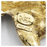 Joan Rivers Midnight Garden Pink/Purple Crystal Gold Tone Base Metal Brooch .