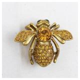 Joan Rivers Citrine Crystal Pave Gold Tone Base Metal Brooch .