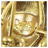 Joan Rivers Citrine Crystal Pave Gold Tone Base Metal Brooch .