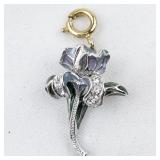 Nolan Miller Blue Enamel Iris silver tone Base Metal charm.