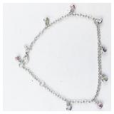 Joan Rivers Multi-Colored Rhinestone Accented Dangling Silver Tone Base Metal Charm Anklet/Bracelet .