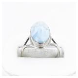 Larimar Cabochon Sterling Silver Ring. Size 8.25 - 8.5.
