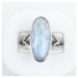 Larimar Cabochon Sterling Silver Ring. Size 8.25 - 8.5.
