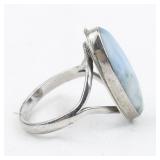 Larimar Cabochon Sterling Silver Ring. Size 8.25 - 8.5.