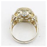 Filigree Openwork Blue Topaz Vermeil (Sterling Silver) Statement Ring . Size 7.75 - 8.