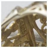 Filigree Openwork Blue Topaz Vermeil (Sterling Silver) Statement Ring . Size 7.75 - 8.