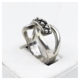 Michael Dawkins Beaded Knotted Starry Night Sterling Silver Ring. Size 7.75 - 8.