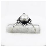 Dainty Pearl Sterling Silver Ring. Size 5.75 - 6.