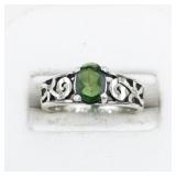 W.&H. Jewelry Co. Inc. Green Stone & Spiral Sterling Silver Ring. Size 6 - 6.25.