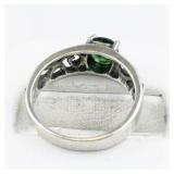 W.&H. Jewelry Co. Inc. Green Stone & Spiral Sterling Silver Ring. Size 6 - 6.25.