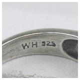 W.&H. Jewelry Co. Inc. Green Stone & Spiral Sterling Silver Ring. Size 6 - 6.25.