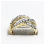 IBB (Italy) Diamond Wave Vermeil (Sterling Silver) Statement Ring . Size 8 - 8.25.
